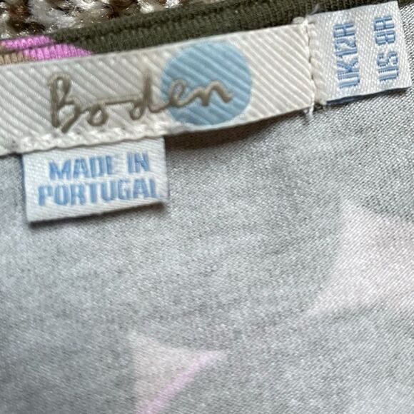 Boden Green Jersey Patterned Short Sleeved V Neck Dress - Picture 8 of 8